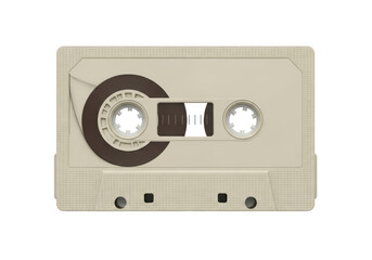 Obraz premium Vintage cassette tape with unwound reel isolated on transparent background