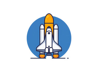 A cartoon drawing of a space shuttle with orange and white colors