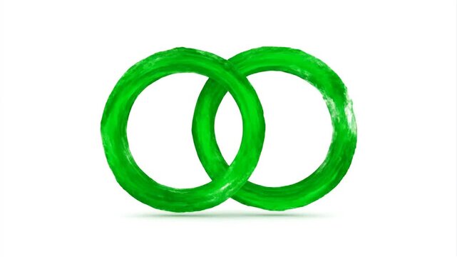 Two interlocking green energy rings symbolizing unity and sustainability in modern eco-friendly initiatives