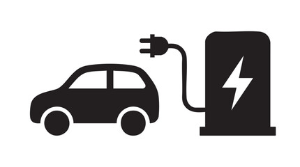 Black Electric Car Charging Station Icon Vector