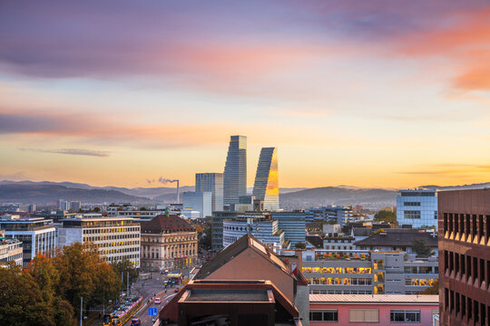 Basel, Switzerland WIth Financial Buildings