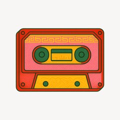 Naklejka premium Retro vibrant cassette tape illustration.