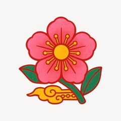 Fototapeta premium Vibrant floral Asian design