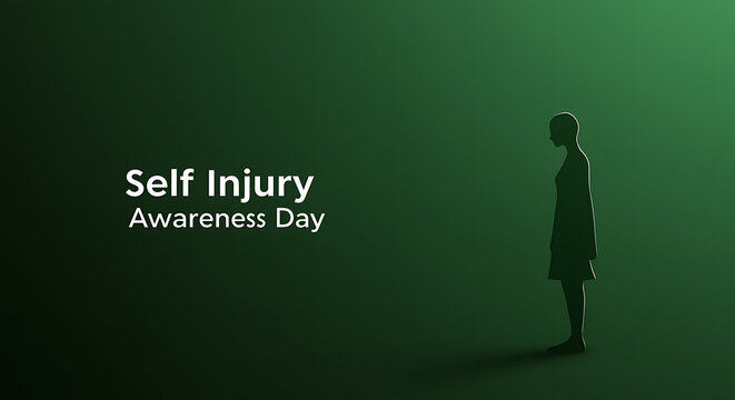 Self Injury Awareness Day Promotion: Minimalist Design with Silhouette for Mental Health and Self-Harm Prevention