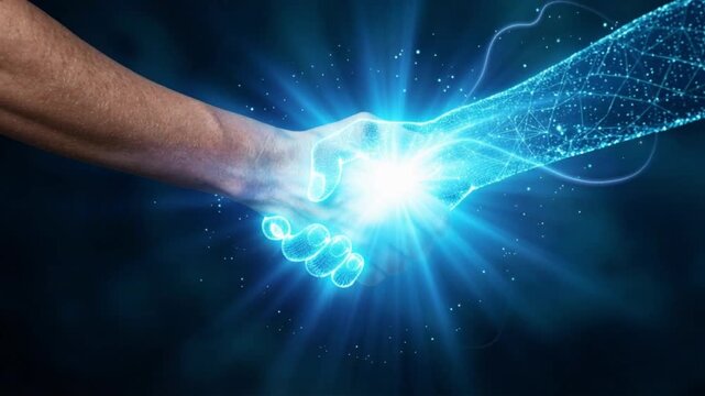 AI Generated Digital Handshake Between Human and Artificial Intelligence Concept