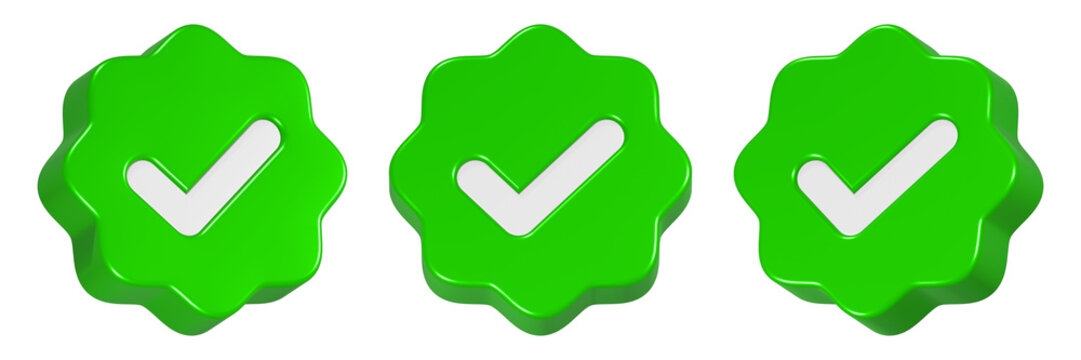 checklist icon 3d render green circle button