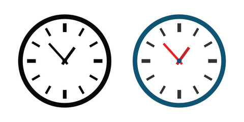 Clock icon. Simple wall clock vector symbol on transparent background