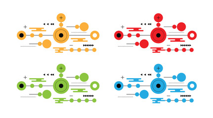 Obraz premium Lines Circles and Triangular Shapes Abstract Design Different Colors. Graphic elements and resources vector art