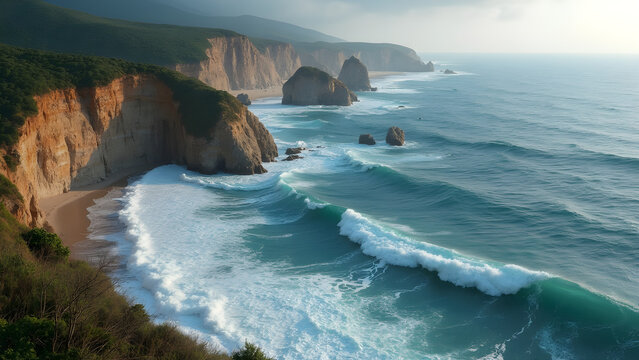 Coastal bluffs overlooking crashing waves. Stunning sea views from dramatic cliffs. Erosion and geology of coastal bluffs. Best coastal bluff trails for hiking.