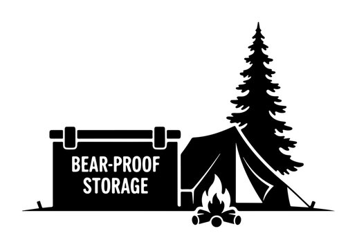 Bear-Proof Storage Camping Illustration Vector Art