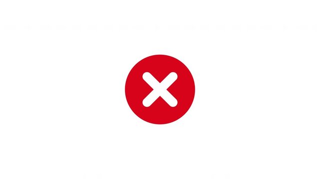Red cancel close wrong error cross symbol icon animation graphic video