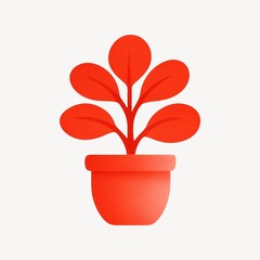 Fototapeta premium Minimalist red potted plant illustration.