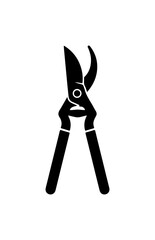 Minimalist Black Pruning Shears Silhouette Vector Icon
