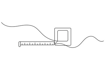 Obraz premium Measuring Tape Continuous One Line Drawing Minimalist Vector Art Design