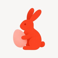 Red rabbit holding pink egg.