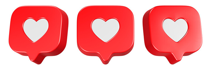 love post icon 3d render red bubble  © Rani