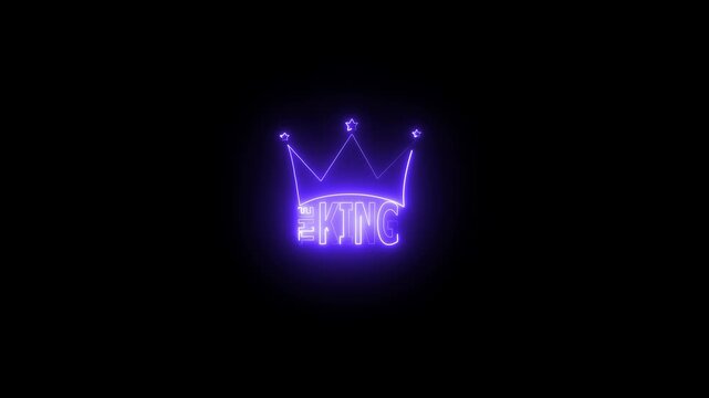 Glowing neon light crown animation. Colorful fashion sign. Royalty symbol trendy design element.