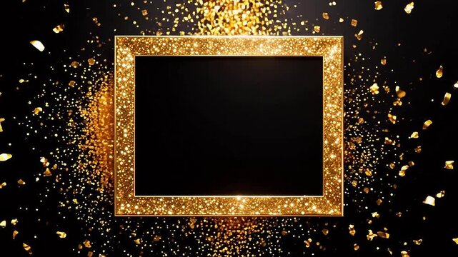 GoldenSquareFrameonBlackwithSparkles