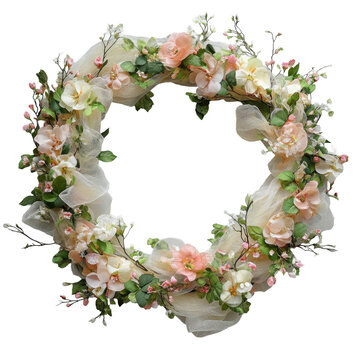 Elegant Floral Wreath with Pink and White Blooms
