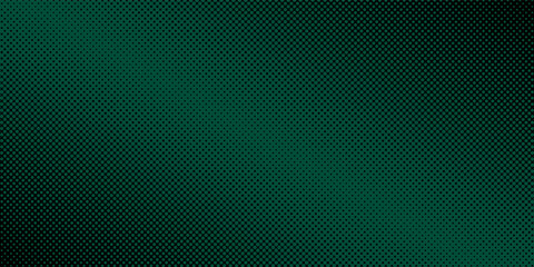 Obraz premium Abstract halftone background with a dark green and black color palette, featuring dense circular dot patterns across the entire canvas.