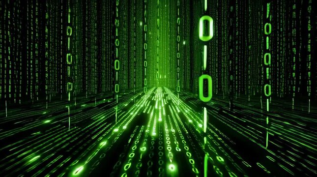Green Binary Code Tunnel Stock Video Footage