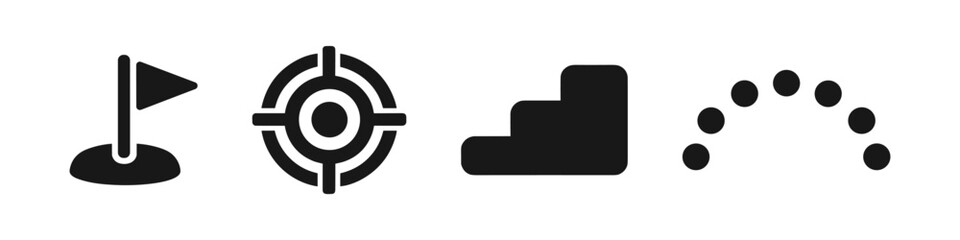 Business growth and success icons set for strategy and goals, vector illustration