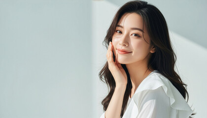 おしゃれなカットモデル女性の自然光ポートレート (Soft Radiance Portrait Series)	