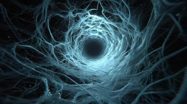 Abstract Glowing Tunnel Formed by Interwoven Threads Stock Video