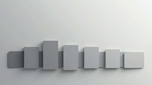 Dise&ntilde;o abstracto de carrusel de interfaz de usuario m&oacute;vil en gris, estructura basada en tarjetas