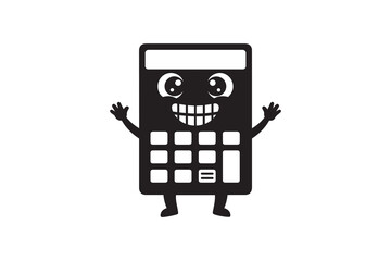 Fototapeta premium Happy Calculator Cartoon Character Silhouette