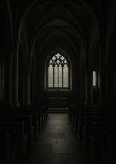 Naklejka premium Gothic church interior with arches.