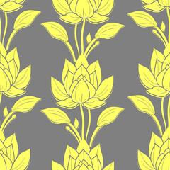 simple seamless gray and yellow floral pattern, texture, design