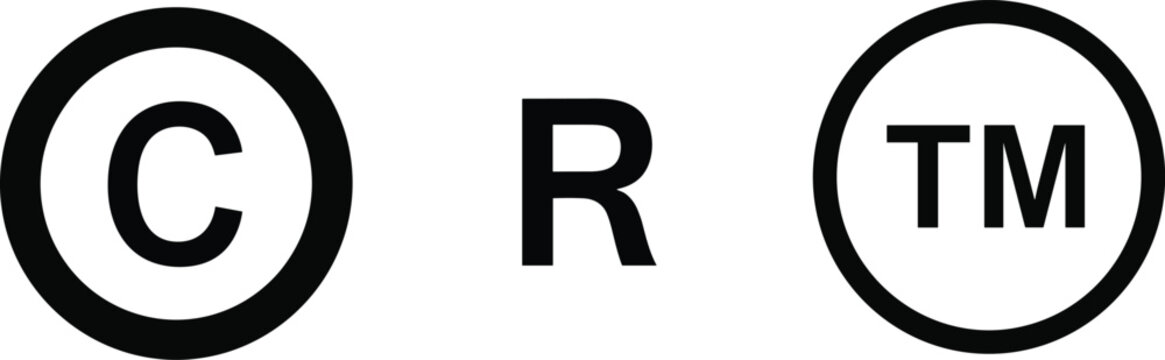 Copyright Registered Trademark and Copyright Symbols on White Background untitled vector
