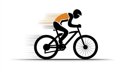 Naklejka premium Dynamic Mountain Biking Silhouette in Motion with Abstract Speed Lines
