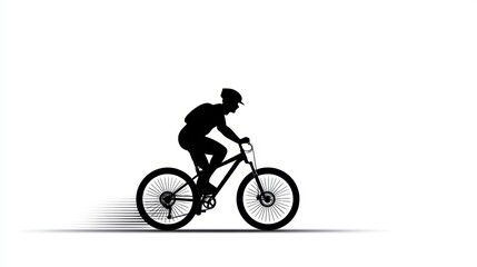 Obraz premium Silhouette of a Cyclist Riding a Bicycle with Motion Effect on a Plain Background