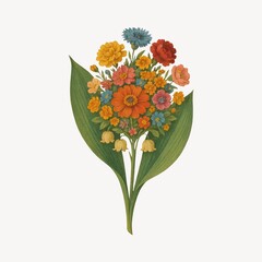 Obraz premium Vibrant floral bouquet illustration