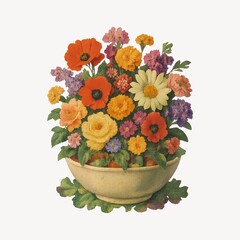 Obraz premium Vibrant floral bouquet illustration