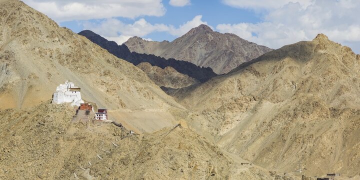 Namgyal Tsemo Gompa monastery on Tsenmo Hill, a viewpoint over Leh, Ladakh, Jammu and Kashmir, India