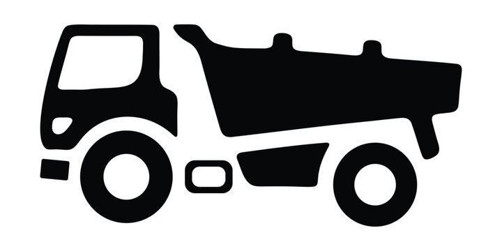 Industrial Dump Truck Icon of Construction Tipper Lorry and Heavy Duty Transport Silhouette