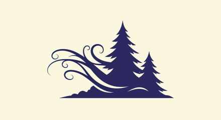 Obraz premium Stylized trees silhouette on beige backdrop