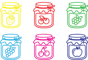 Homemade Kitchen Jam Jar Line Icons  Rustic Preserves and Sweet Spreads