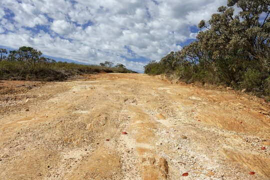 Red soil road, Serra da Canastra landscape, Minas Gerais state, Brazil