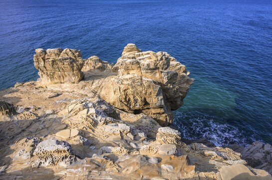 Bizarre rock formations in the Buca delle Fate, Populonia, Piombino, province of Livorno, Italy