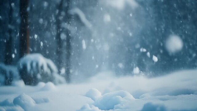 Dense blizzard snow falling rapidly, high-intensity cinematic motion