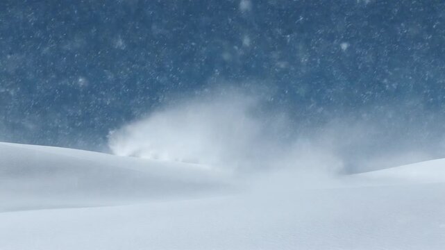 Heavy snowfall loop with strong directional wind and dynamic turbulence