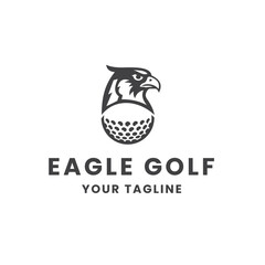 Minimalist Eagle Golf Logo Eagle Head Profile and Ball