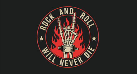Rock and Roll Logo with Guitar Fingers.