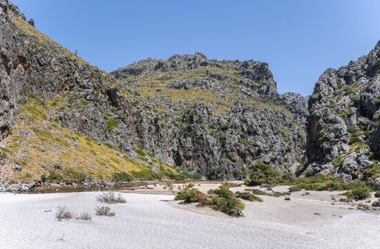 Ravine with river Torrent de Pareis, Sa Calobra, Majorca, Balearic Islands, Spain