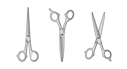 Three Pairs of Scissors in Different Positions.