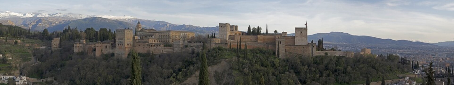 Alhambra, Panorama, Granada, Andalusia, Spain